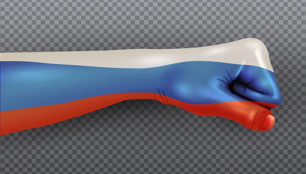 Icono Vector Realista Mano Aplastante Con Bandera Rusa Pintada Aislado — Vector de stock