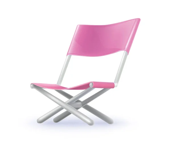 Vector Cartoon Style Beach Sunbed Vacation Holiday Folding Chair — 스톡 벡터