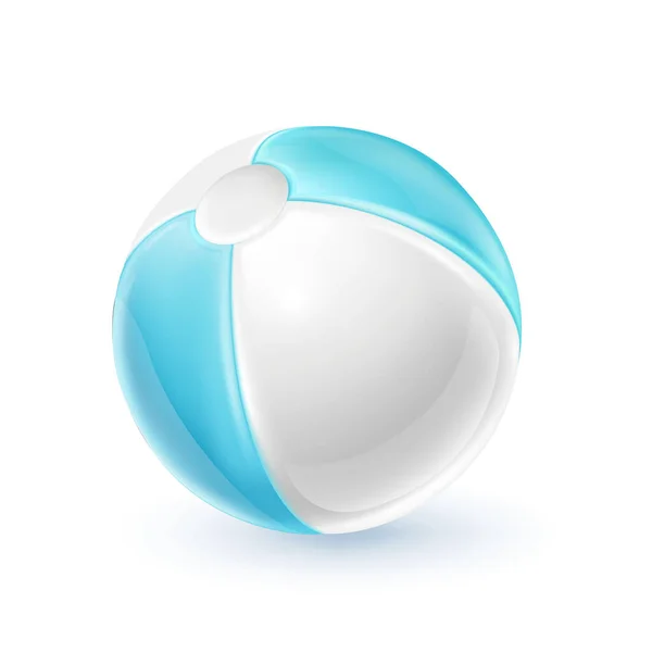 Vector Cartoon Style Icon Blue White Beach Ball Isolated — Vector de stock