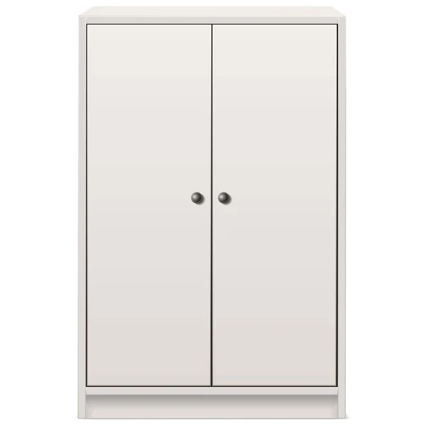 Realistic vector icon. White dress cupboard with two doors. Isolated on white background. — Image vectorielle