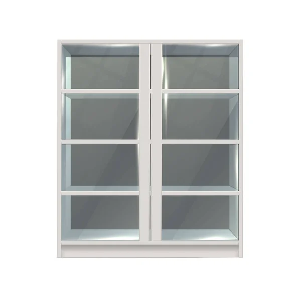 Realistisches Vektor Symbol Glastürbücherregal Mit Transparenten Türen — Stockvektor