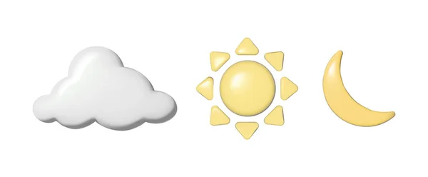Realistic Vector Icon Set Cloud Sun Moon Weather Forecast Icons — Stockvector