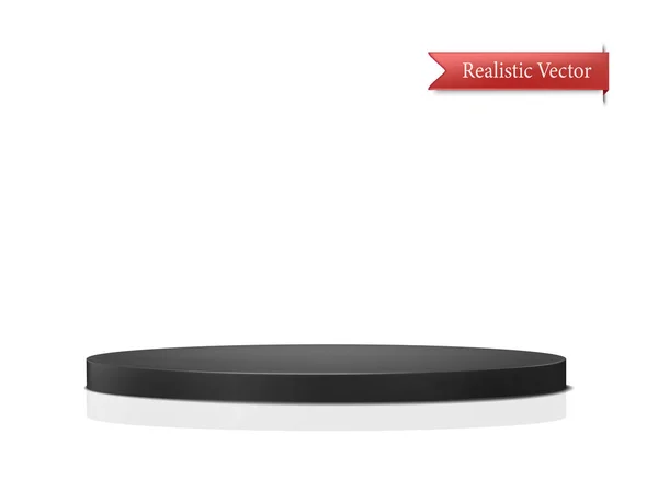 Realistic Vector Icon Black Podium Stand Isolated White Background — Image vectorielle