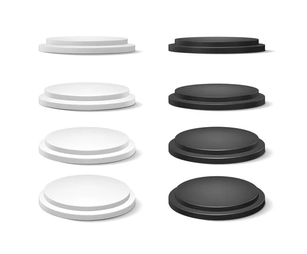Realistic Vector Ison Set Collection White Black Podium Stands Different — стоковый вектор