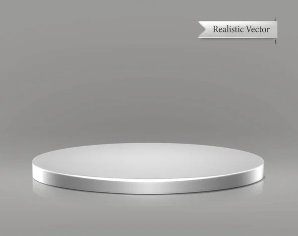 Icône Vectorielle Réaliste Silver Brillant Podium Stand Pour Publicité Isolé — Image vectorielle