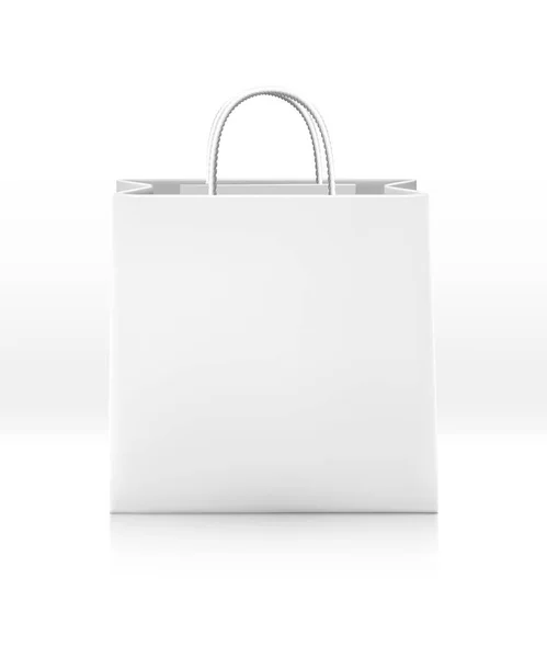 Realistic Vector Icon White Shopping Paper Bag Rope Handles Isolated — 스톡 벡터