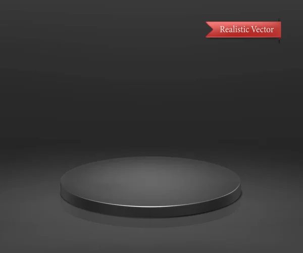 Icône Vectorielle Réaliste Scène Podium Noir Sur Fond Noir — Image vectorielle