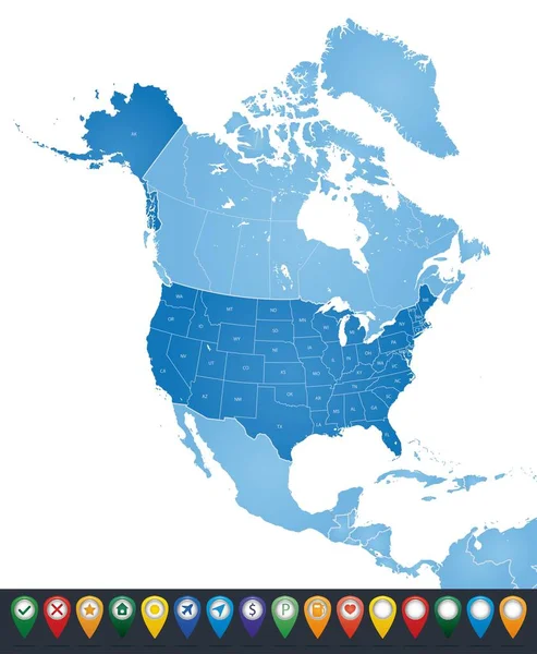 Mapa América Norte Com Fronteiras Vetores De Bancos De Imagens