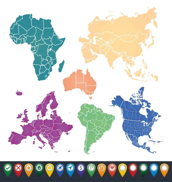 Mapa Território Dos Continentes América Norte América Sul Europa Austrália Vetores De Bancos De Imagens Sem Royalties