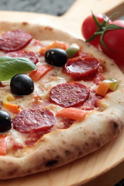 Pizza salame e salame piccante — Foto Stock