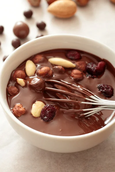 Melted chocolate for preparation of chocolates — Stock Photo, Image