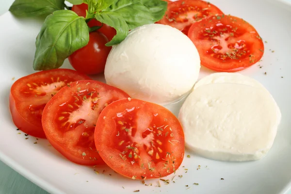 Ensalada de mozzarella con albahaca y tomates —  Fotos de Stock