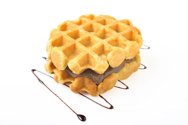 Waffle sandwich with chocolate — Stock Photo, Image