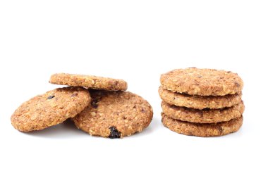 tahıllar ve beyaz zemin üzerine çikolata bisküvi