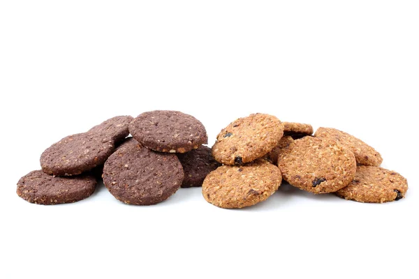 Biscuits with cereals and chocolate on white background — Stock Photo, Image