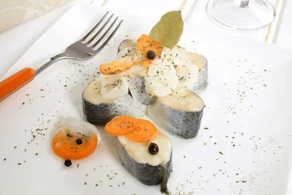 Ocean fish herring on ceramic plate — Stock Photo, Image