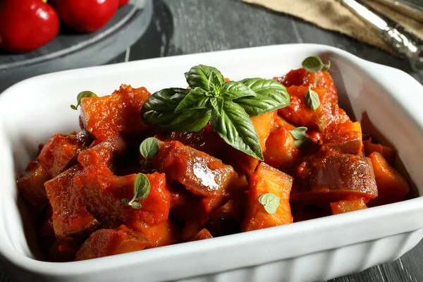 Eggplant in tomato sauce — Stock Photo, Image