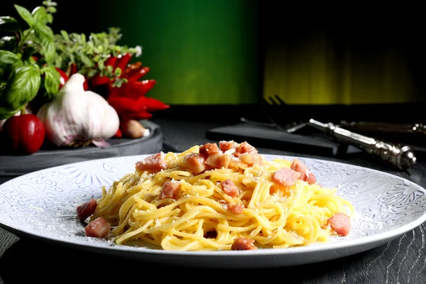 Pastas carbonara italianas — Foto de Stock