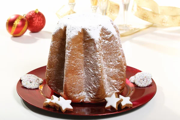 Italian christmas cake pandoro white background — Stock Photo, Image