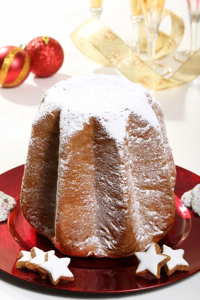 Italian christmas cake pandoro white background — Stock Photo, Image