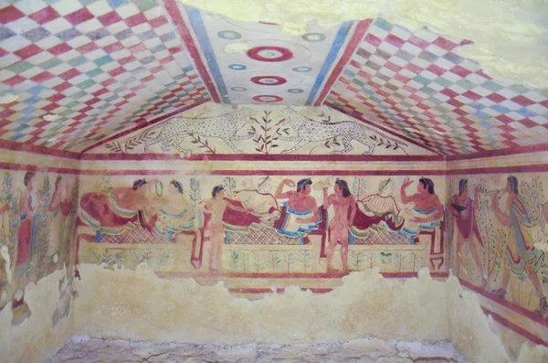 Ετρουσκική τάφος με τοιχογραφίες, tarquinia 4 Φωτογραφία Αρχείου
