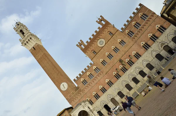 Belediye Binası ve kamp, siena 4 kare — Stok fotoğraf