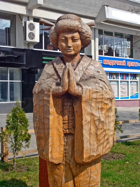 ahşap Japon kadın figürü
