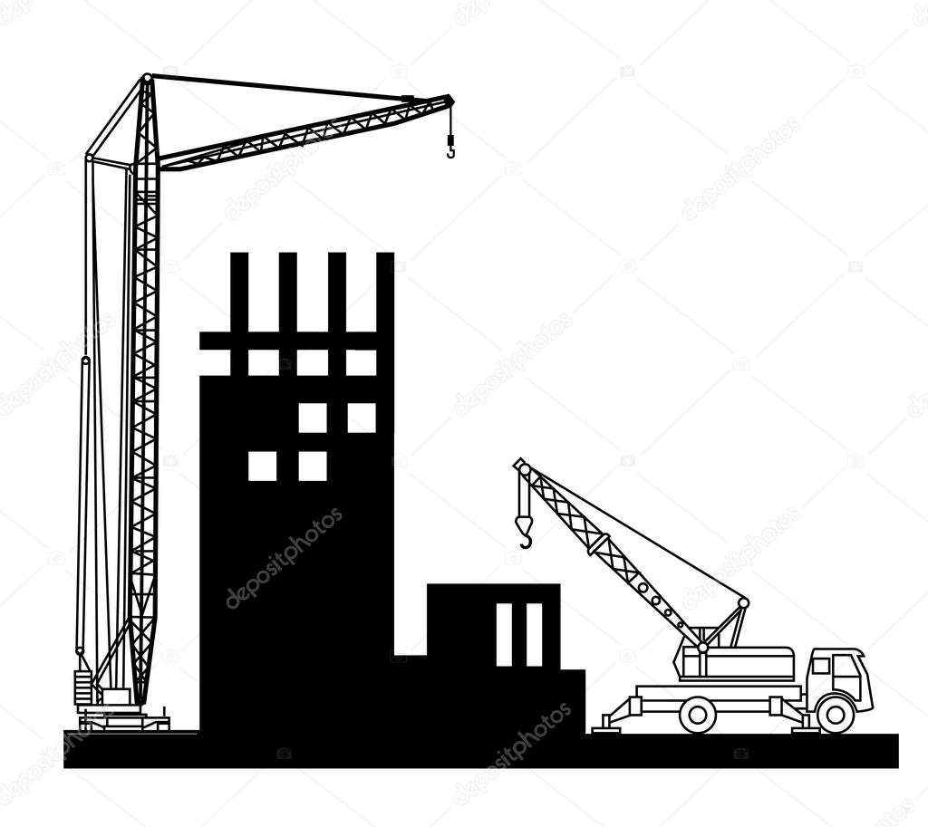 Construction of buildings wich crane