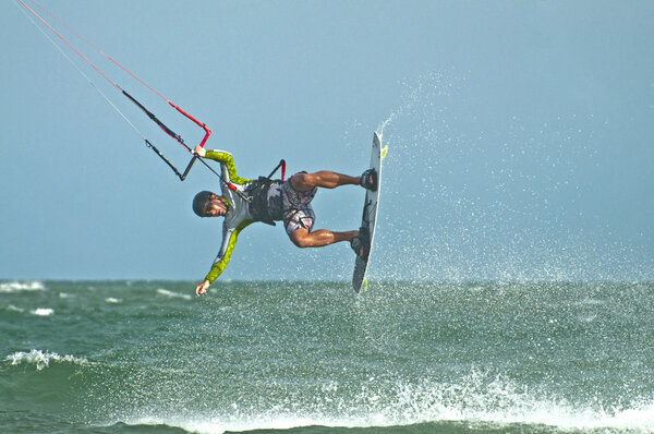 Flying a kite surfer