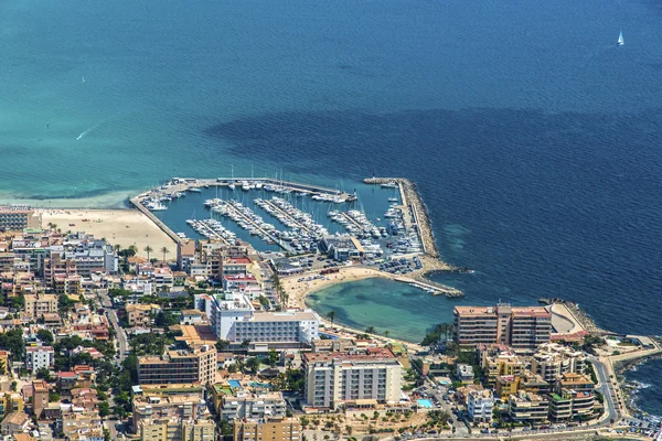 Vista panorâmica sobre a praia da ilha Maiorca, cidade Palma-de-Maiorca Fotografias De Stock Royalty-Free