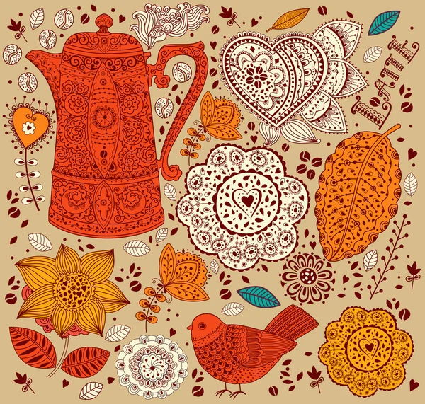 Modèle avec cafetière — Image vectorielle