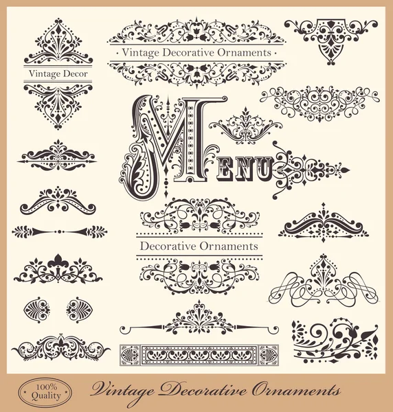 Conjunto vectorial de adornos vintage y elementos de diseño — Vector de stock