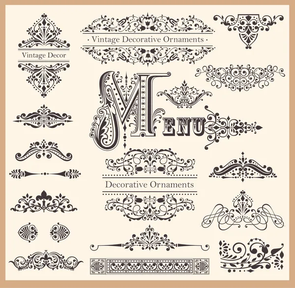 Vector set van vintage ornamenten en ontwerpelementen — Stockvector