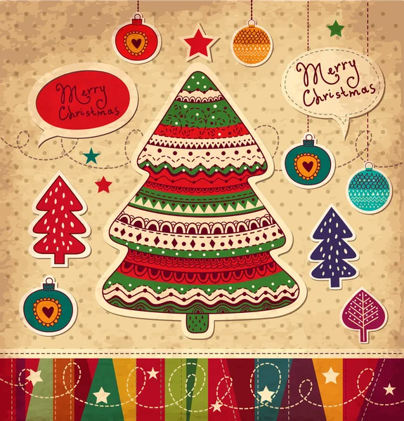 Tarjeta de Navidad Vintage — Vector de stock