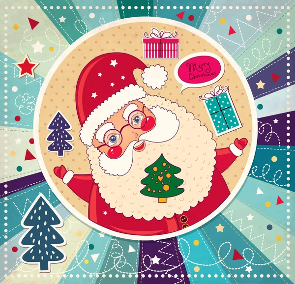 Vánoční obrázek s legrační santa claus — Stockový vektor