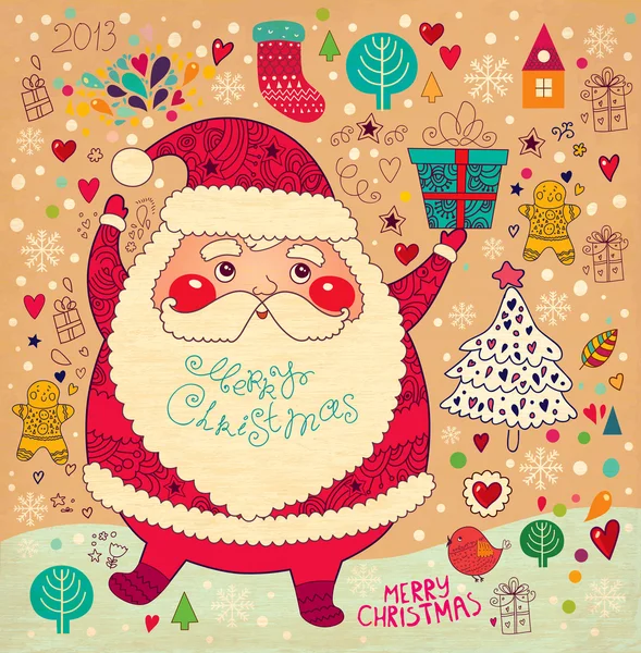 Vánoční přání se Santa Clausem — Stockový vektor