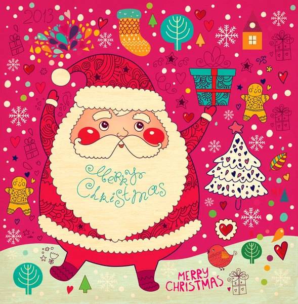 Χριστουγεννιάτικη κάρτα με τον Άγιο Βασίλη — Διανυσματικό Αρχείο