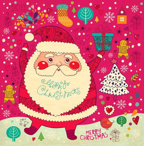 Christmas card with Santa Claus — Stock Vector