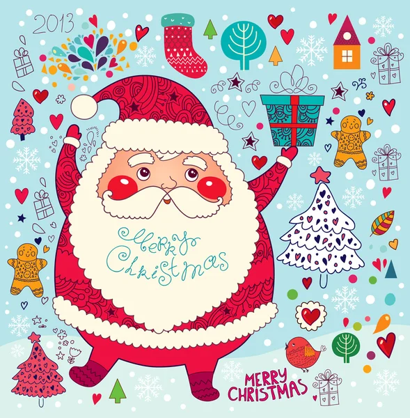 Χριστουγεννιάτικη κάρτα με τον Άγιο Βασίλη — Διανυσματικό Αρχείο