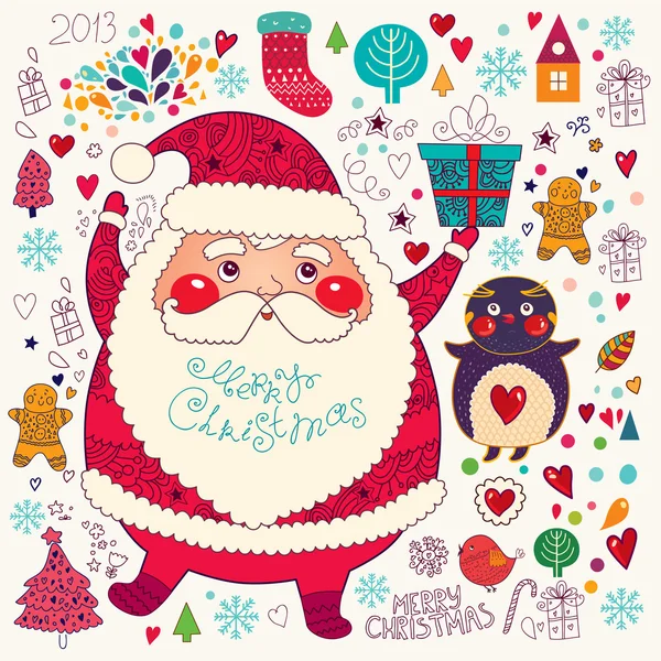 Tarjeta de Navidad con Santa Claus — Vector de stock