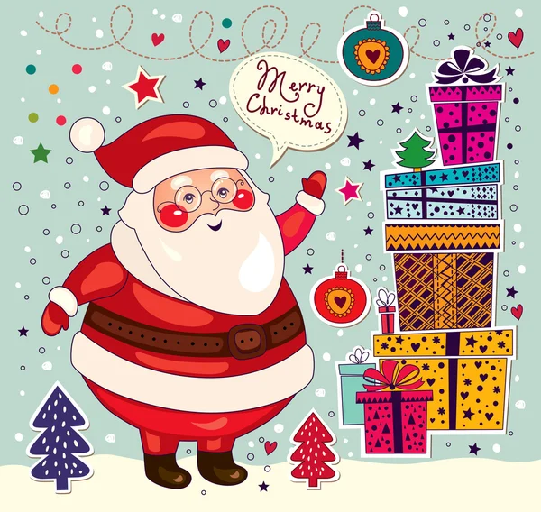 Tarjeta de Navidad con Santa Claus — Archivo Imágenes Vectoriales