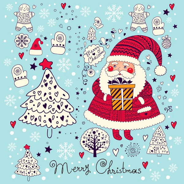 Рождественская открытка с Санта-Клаусом — стоковый вектор
