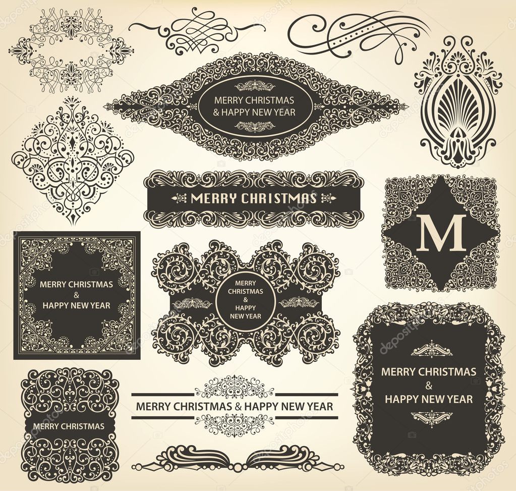 Vector collection of Christmas Ornaments and Decorative Elements