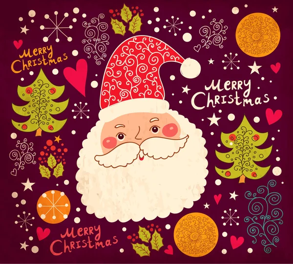 Kerstmis illustratie met grappige santa claus — Stockvector