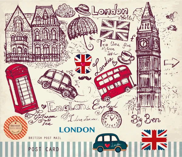 Vector set Londen symbolen — Stockvector