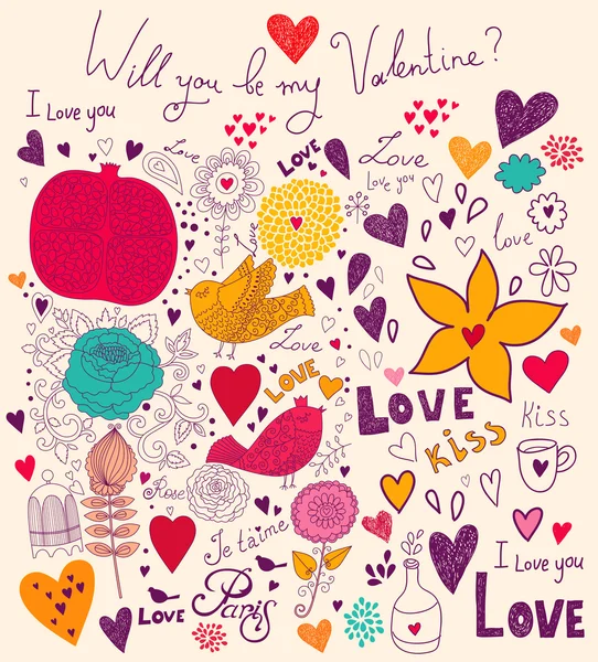 Wektor sztuka valentine karty z pozdrowieniami — Wektor stockowy