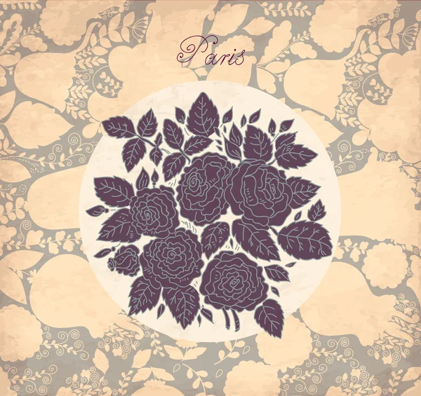 Fundo floral vintage romântico com rosas —  Vetores de Stock