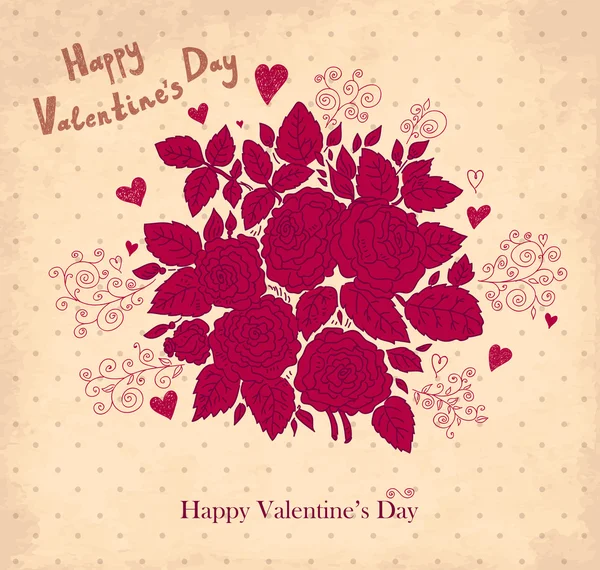 Vector Valentine Cartão de saudação com rosas —  Vetores de Stock