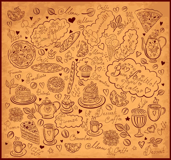 Fundo vintage com elementos desenhados à mão para menu de design — Vetor de Stock