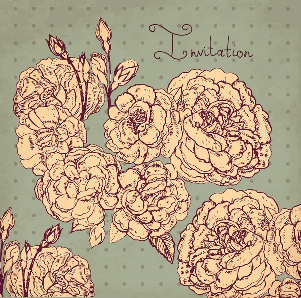 Vector dibujado a mano ilustración vintage con rosas — Vector de stock